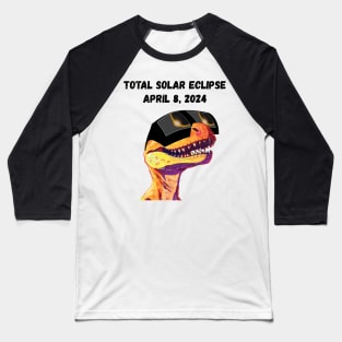 Total Solar Eclipse Grunge Dinosaur—Black text Baseball T-Shirt